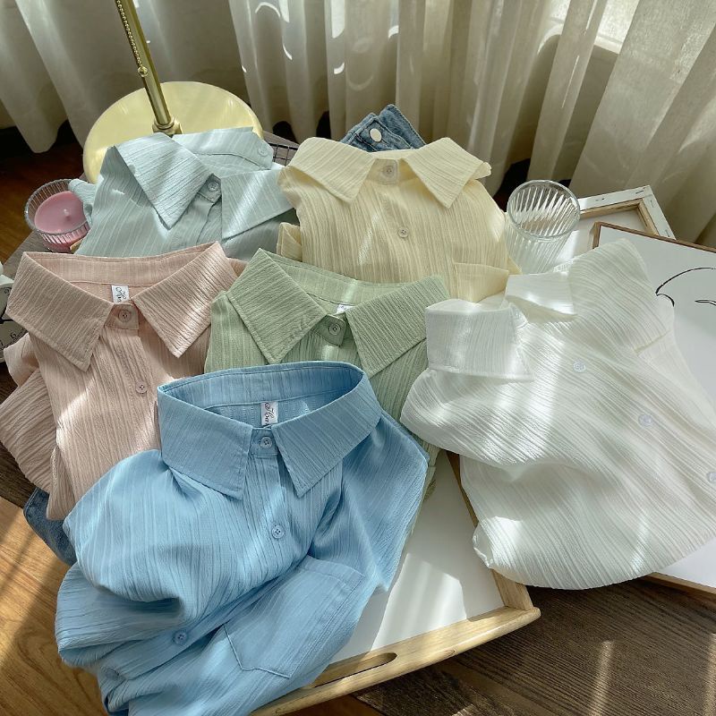 Sơ Mi Nhăn Màu pastel nhẹ nhàng phong cách Hàn Quốc❤️