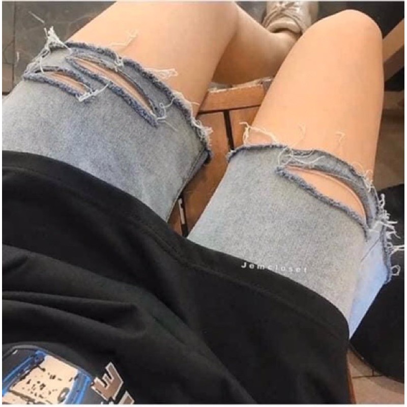Quần Short Jeans Ngố Bò Nút Hông Ulzzang (2 Màu) | BigBuy360 - bigbuy360.vn