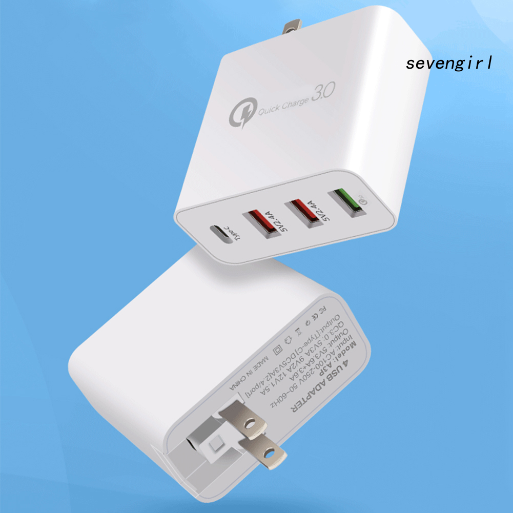 Bộ Sạc Nhanh Pd 18w 4 Cổng Usb Type-C Cho Điện Thoại / Máy Tính Bảng