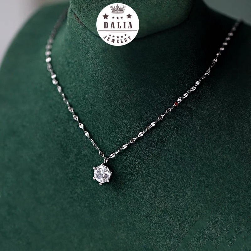 Vòng cổ bạc nữ DaLiA Jewelry dây chuyền bạc ý mặt đá sánh lấp lánh bạc thật dây chuyền bạc không gỉ