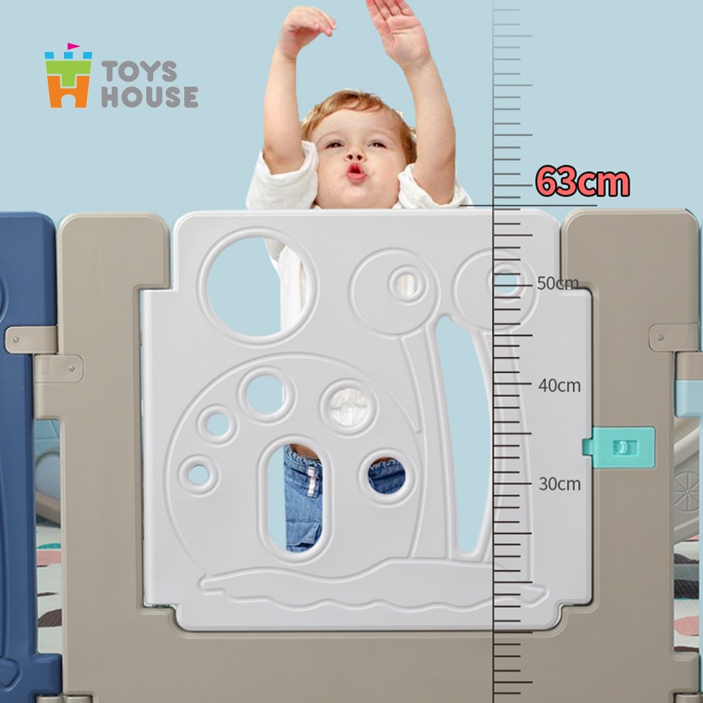 Quây bóng cho bé hình ốc sên size M (8+2) màu xanh, trắng KT 134*160*63 Toys house WM19005-MB