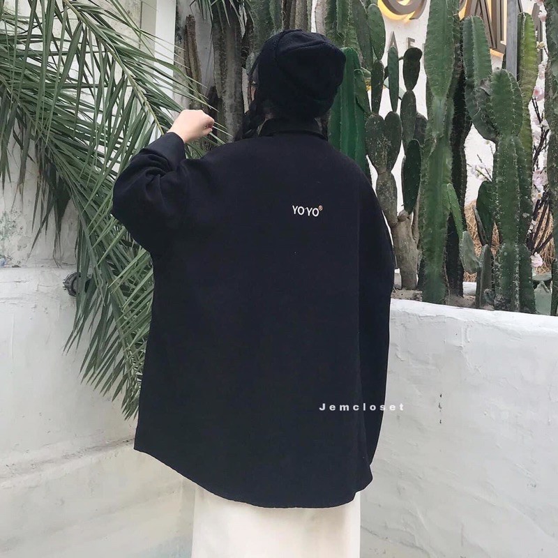 Sơmi thêu chữ 2 màu đen/ trắng chất cực mát