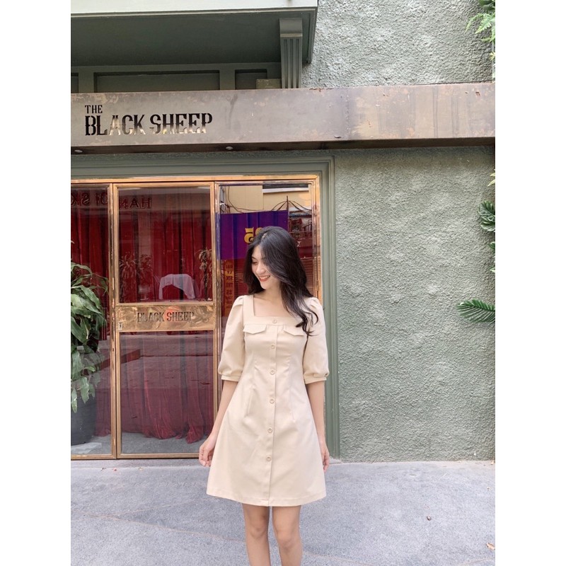 Váy cổ vuông 2 nắp túi ngực khuy dọc thân vnh0321v02 by germe | BigBuy360 - bigbuy360.vn