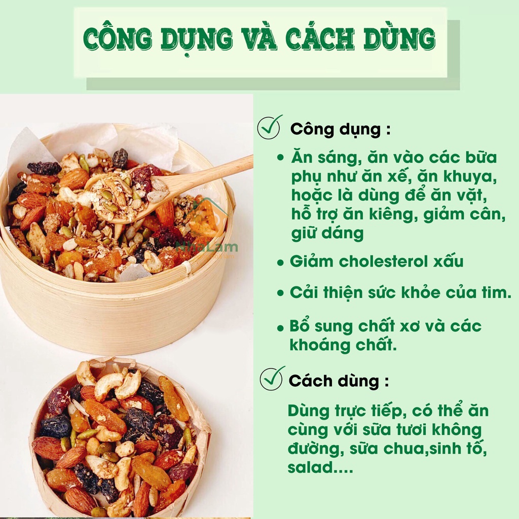 Granola Siêu Hạt Mật Dừa Thơm Ngon, Ngũ Cốc Giảm Cân Thêm Macca, Hạnh Nhân, Hạt Điều 12 Loại Hạt NHALAM FOOD