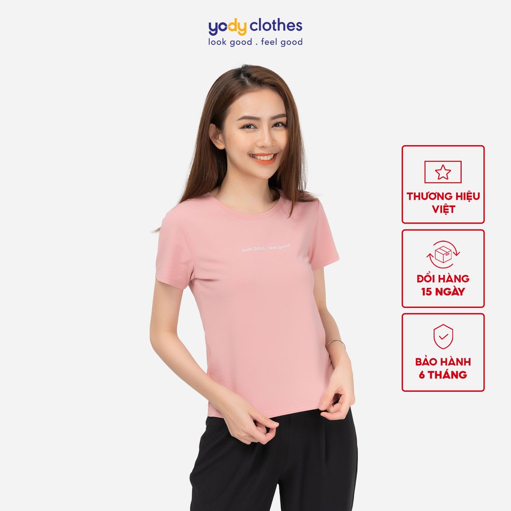 Áo thun nữ YODY Premium trơn, nhiều màu, vải cotton mát mẻ TSN5346