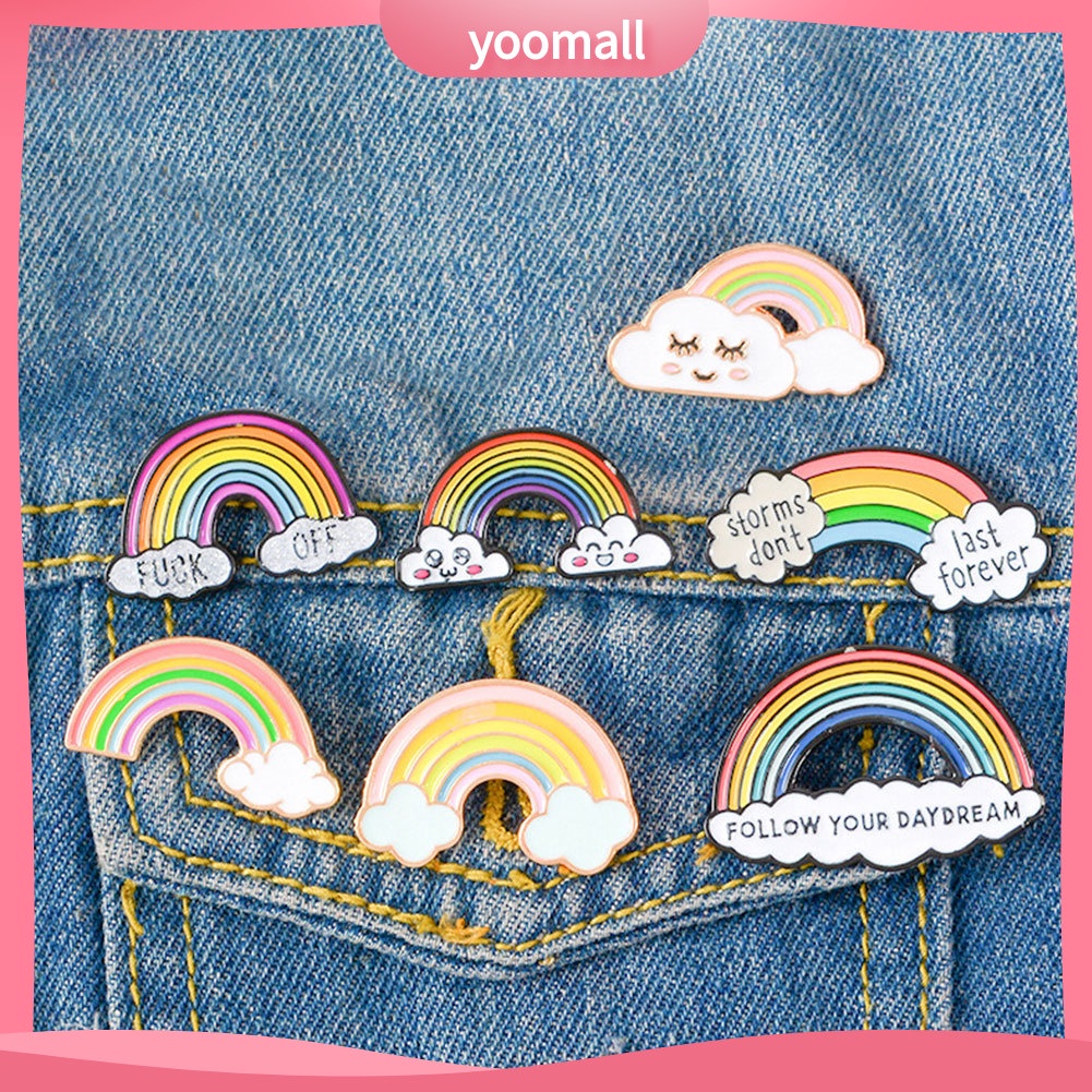 YOML✔Creative Unisex Cartoon Rainbow Bridge Brooch Pin Enamel Denim Backpack Badge