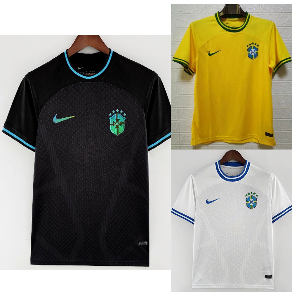 Áo Bóng Đá Màu Vàng Đen Trắng Đội Tuyển Brazil Mùa Giải 22 / 23