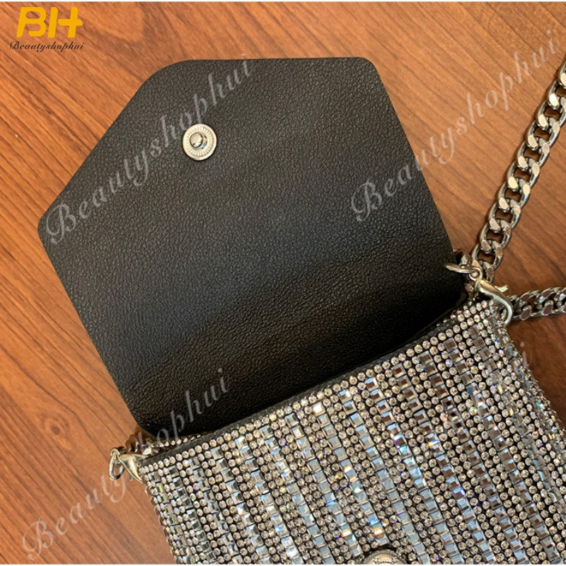 Túi Đeo Chéo Mini Hình Vuông Đính Đá Lấp Lánh Mẫu Mới 2022 Thời Trang Cho Nữ
