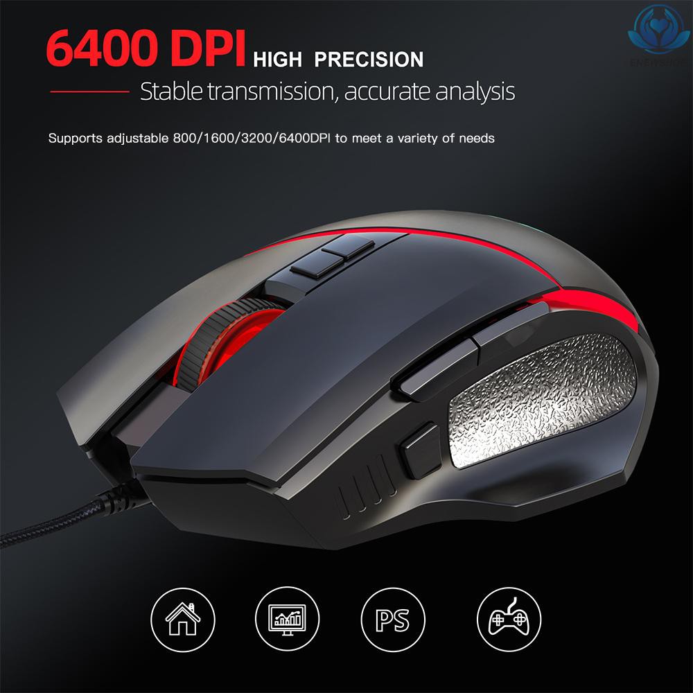 Chuột Gaming Hxsj A876 Quang Học Có Dây Với 4 Dpi Cho Pc Laptop Đen