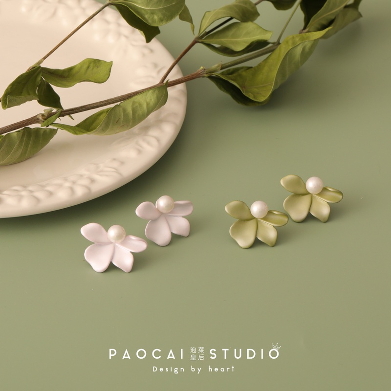 Bông Tai S925 Màu Xanh Lá Dễ Thương Cho Nữ