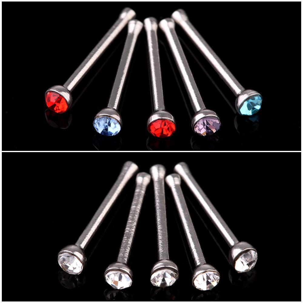 ORIENTLII Bộ 60 Khuyên Mũi Bằng Thép Không Gỉ Đính Đá Thời Trang