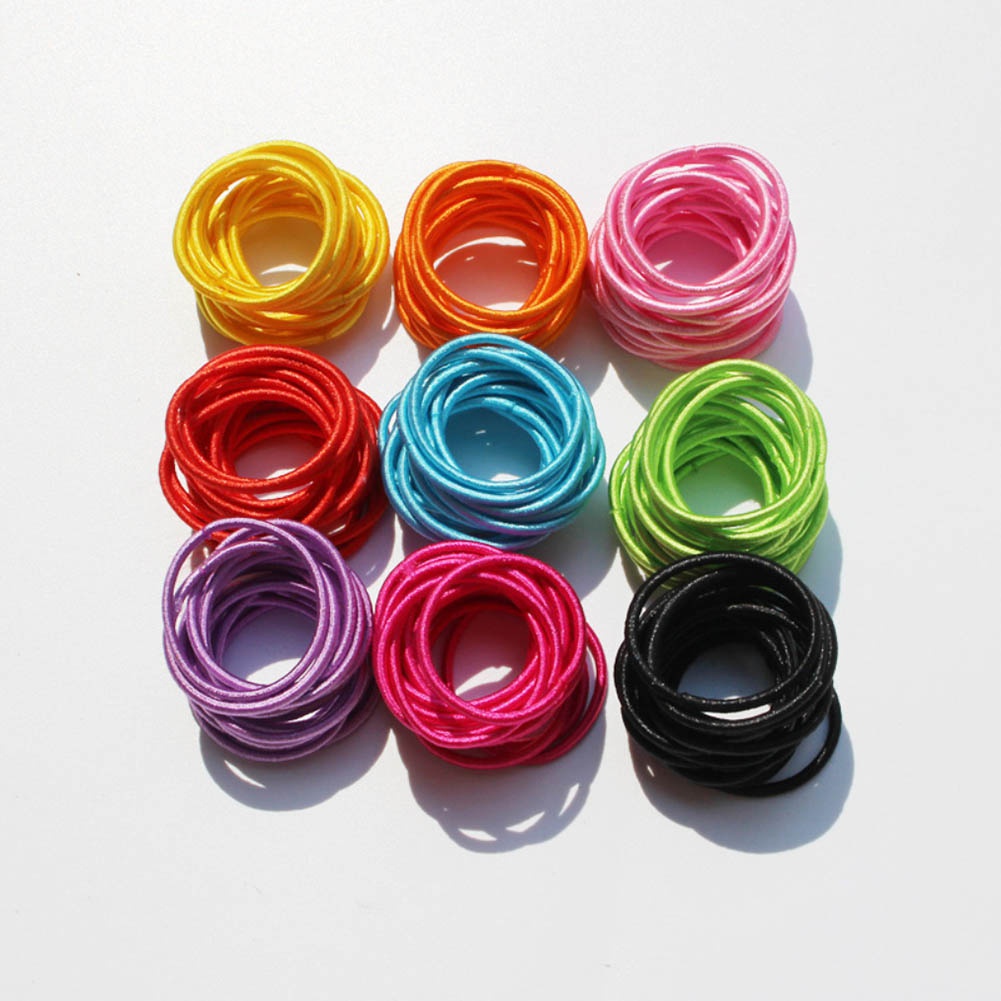 Set 10 Dây Buộc Tóc Co Dãn Màu Trơn Cho Bé Gái