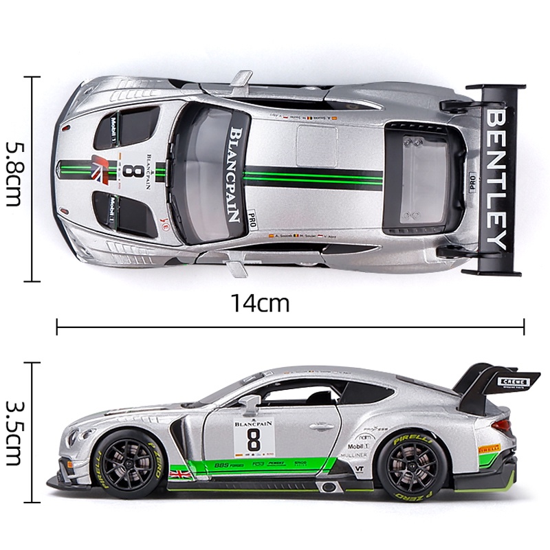 Mô Hình Xe Bentley Continental GT3 Bằng Hợp Kim Có Đèn Và Nhạc Tỷ Lệ 1: 32 Dành Cho Bé Trai