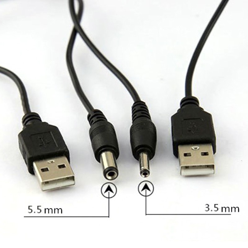 Dây Cáp Nối Nguồn Chuyển Đổi Cổng USB Sang Cổng 2.5 3.5 4.0 5.5mm 5V DC Màu Đen