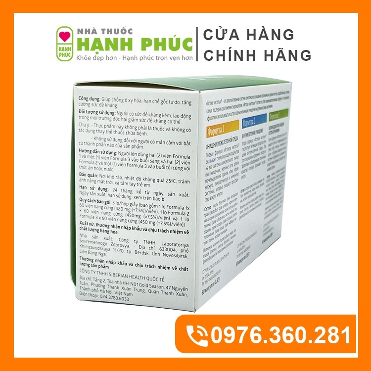 Bộ 3 Thải Độc Siberian Triple Set Renaissance Thanh Lọc Cơ Thể Toàn Diện Từ Siberi Nga, Date Mới Nhất