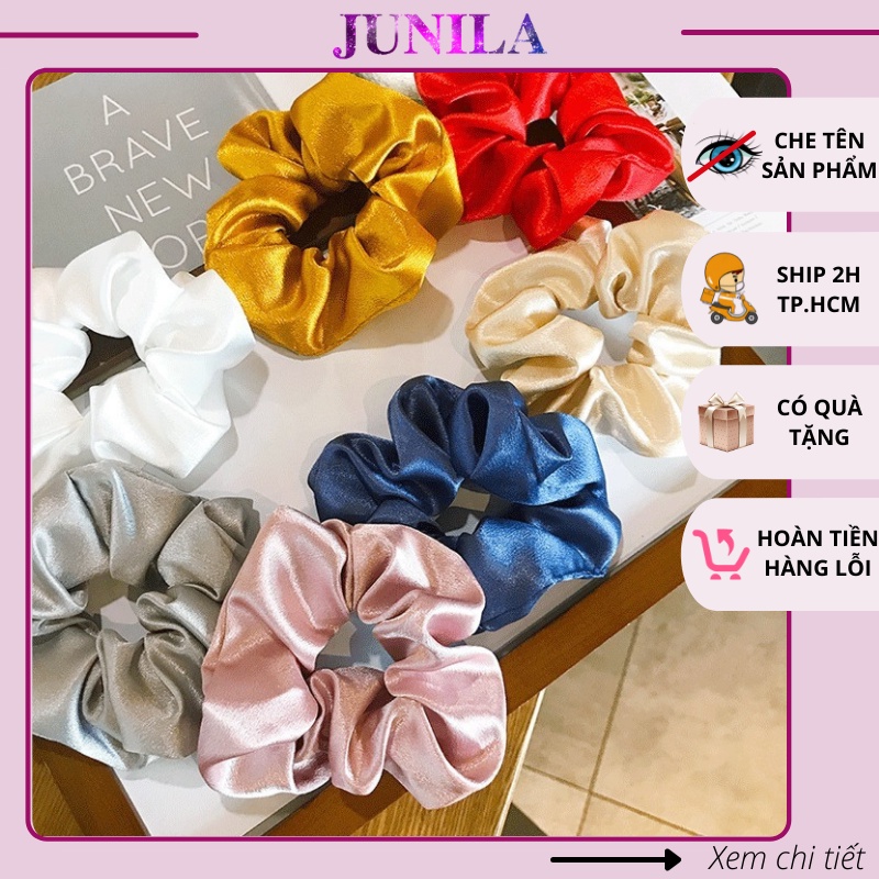 Cột tóc scrunchies vải phi bóng nữ xinh cute CT05