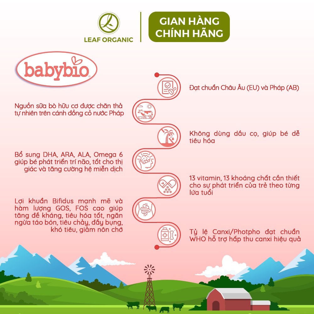 Sữa bò hữu cơ Babybio số 1 dòng Optima bổ sung lợi khuẩn 800g (0 - 6 tháng)