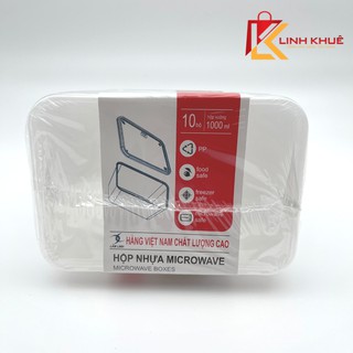 Hộp nhựa chữ nhật 1000ml kèm nắp + Hộp Microwave+ Hàng Việt Nam chất lượng cao + Sp55+ Hộp đựng thức ăn