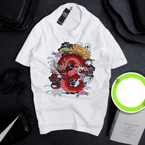 Áo thun Cotton Unisex - 12 Con Giáp - Tuổi Thìn - Rồng đỏ cực đẹp