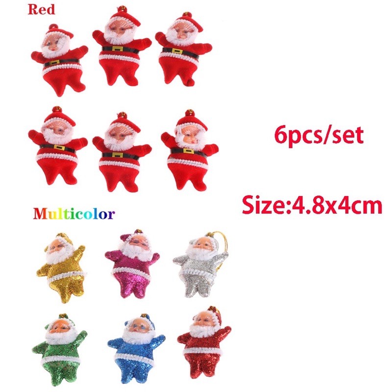 Set 6 ông già noel trang trí cây thông làm quà tặng noel giáng sinh