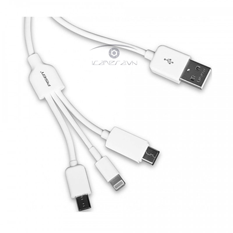 CÁP SẠC PISEN 3 TRONG 1 TYPE-C MICRO USB LIGHTNING DÀI 1200MM