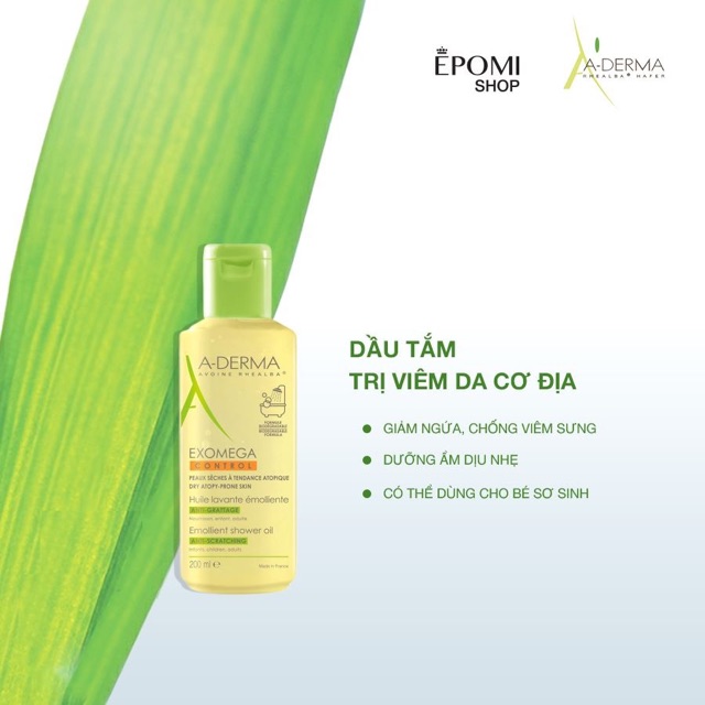 Sữa tắm ADERMA EXOMEGA CONTROL Shower Oil cho da khô, da cơ địa