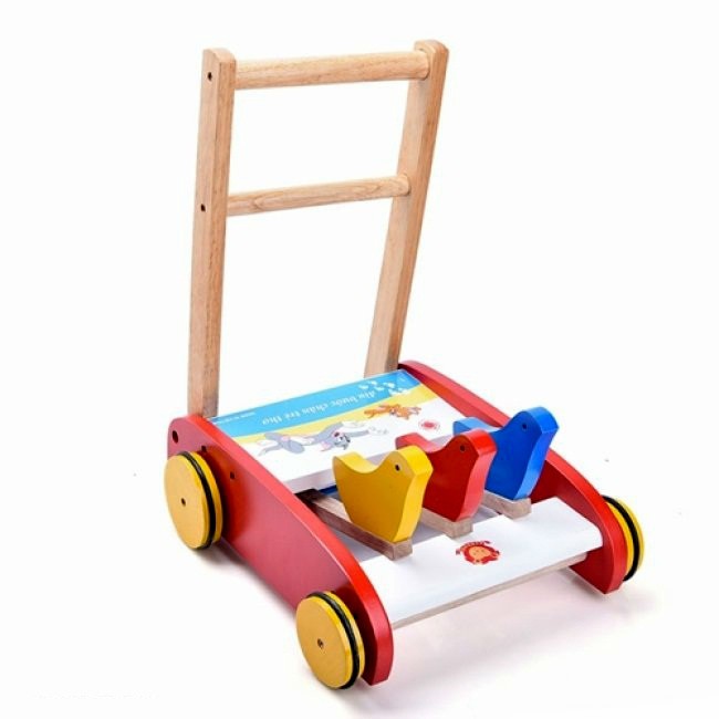 Xe Đẩy Tập Đi Bằng Gỗ Hình 3 Con Gà Cho Bé - BX0732