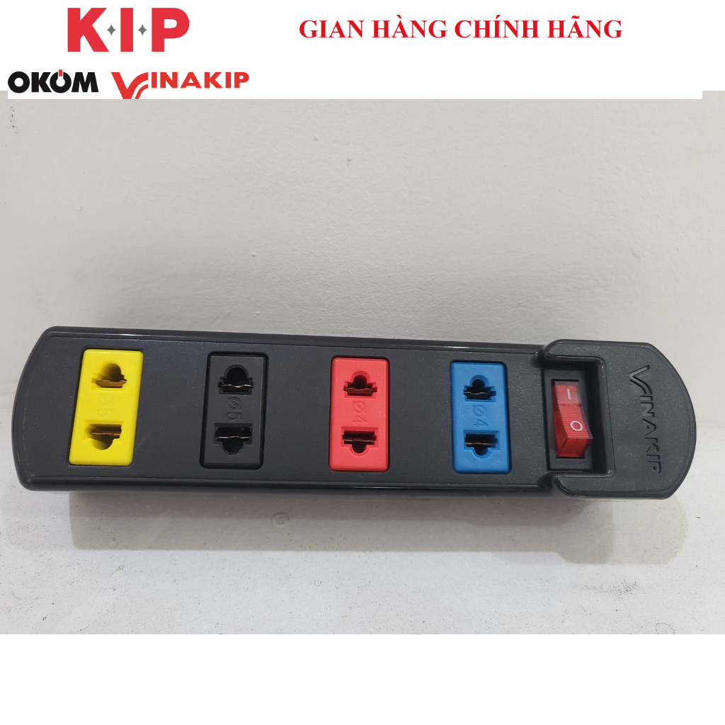 Ổ cắm VINAKIP 3 ngả / 4 ngả đa năng tích hợp công tắc bảo vệ S03/S04 10A 250V