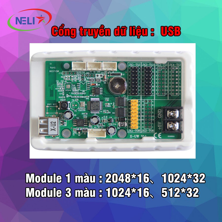 Mạch BX X-U2,card điều khiển module 1 màu, 3 màu cao 2 tầng,truyền dữ liệu qua USB.