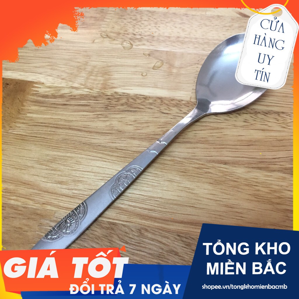 Thìa inox cán dài trạm khắc hoa văn Có áp dụng freeship