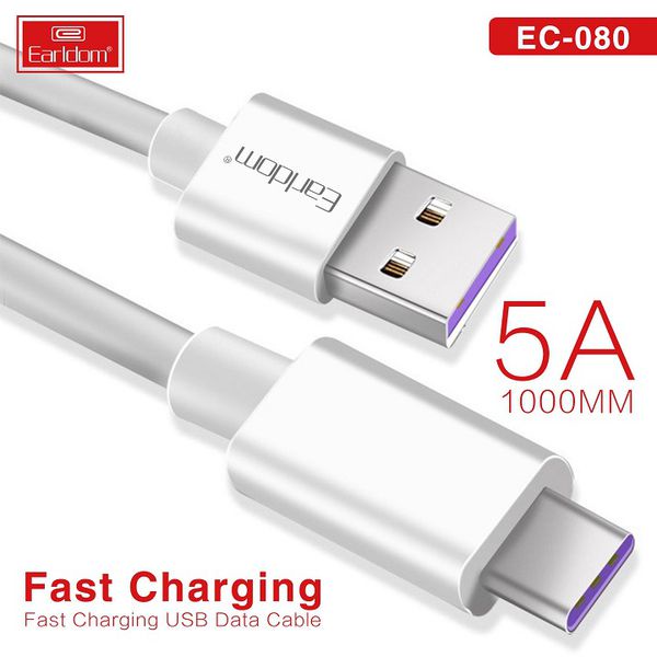 Cáp TypeC Micro 5A Earldom EC-080, nhựa ABS cao cấp chống gập gãy, chống rối.