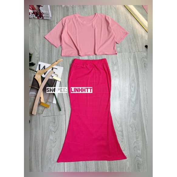 NEW | SET ÁO THUN CHÂN VÁY ĐUÔI CÁ ÔM BODY DÁNG DÀI