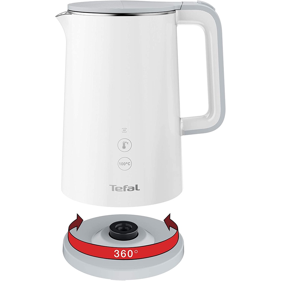 Ấm siêu tốc Tefal KO6931 Wesserkocher sense 1,5L có điều chỉnh nhiệt độ, vỏ ngoài cách nhiệt an toàn [hàng Đức]