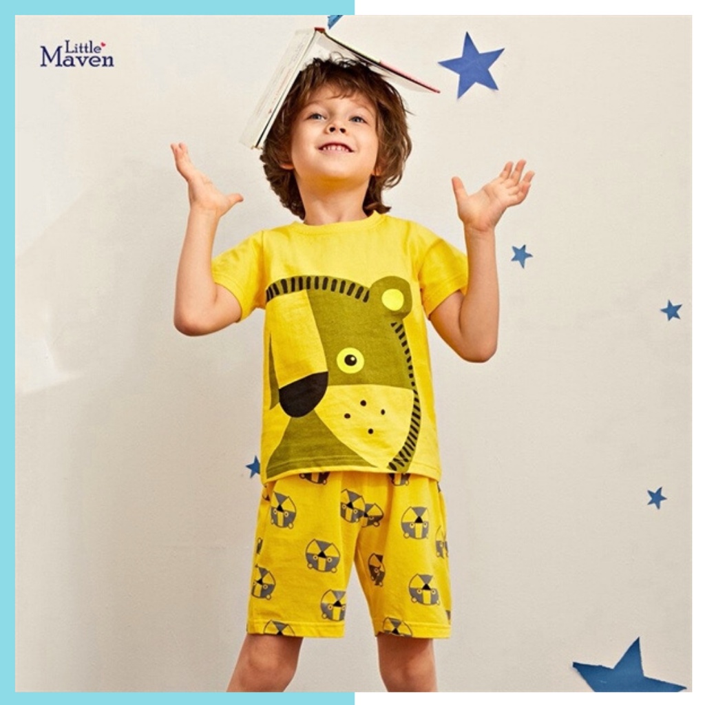 Bộ hè cotton Little Maven vàng sư tử A109 cho bé trai 2-8 tuổi Mẫu mới 2022 - Little Maven Official Store