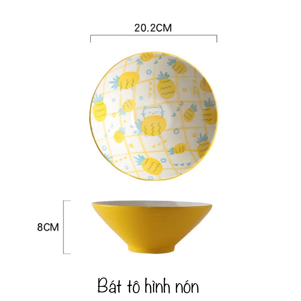 Bộ bát đĩa decor hoạ tiết dứa sang chảnh