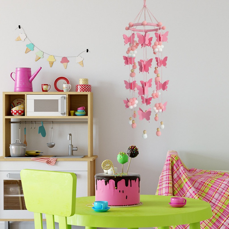 Chuông Gió Hình Bướm Có Dây Treo Trang Trí Phòng Bé Sơ Sinh