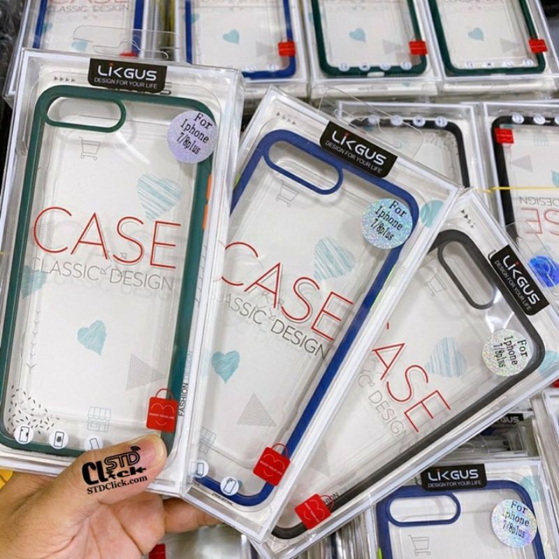 Ốp lưng Likgus trong viền màu iphone 7/8/7 plus/8 plus.