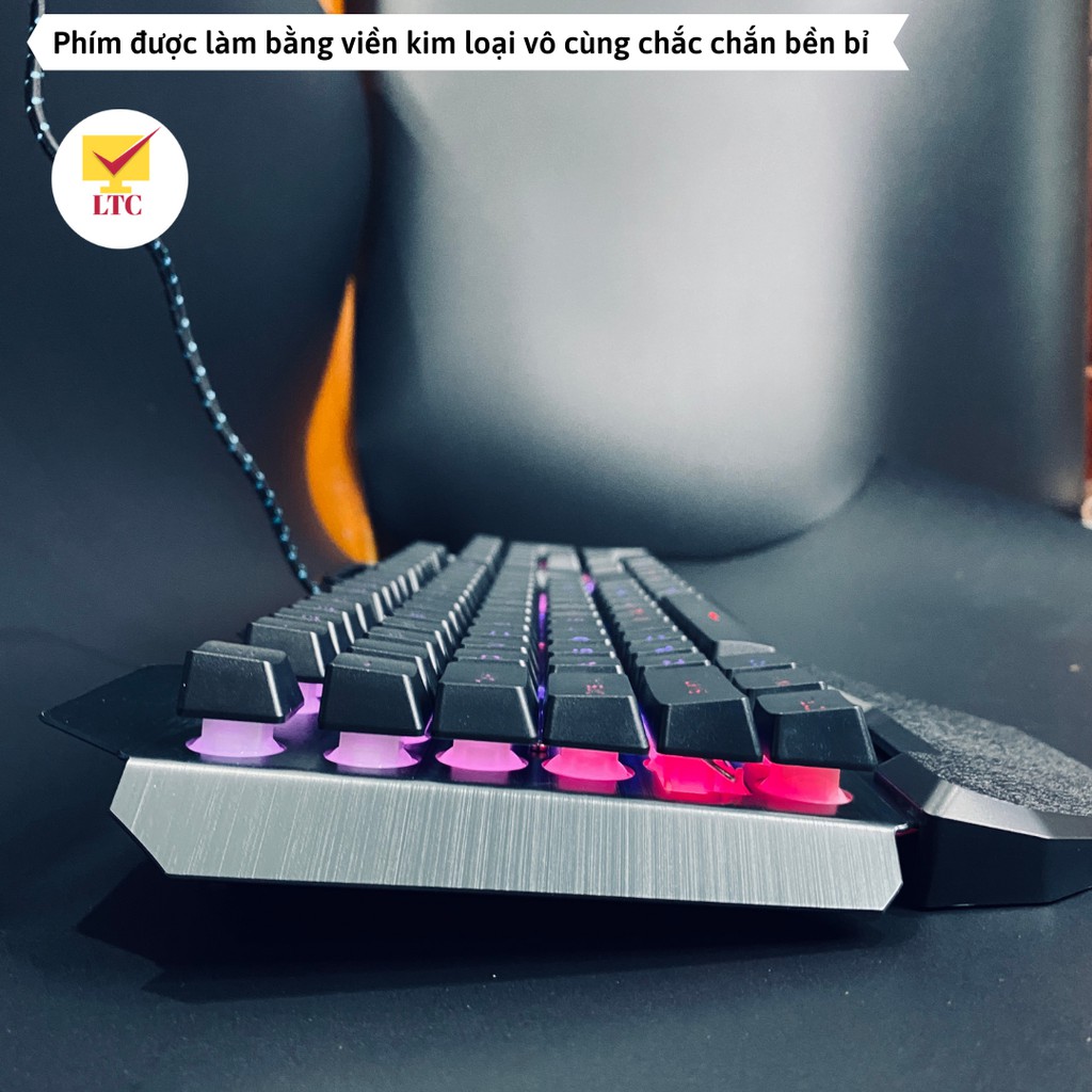 Bàn phím gaming có led đổi màu 10 chế độ khác nhau, tặng kèm kê tay, kiểu dáng giả cơ cho máy tính, pc, laptop, LTC