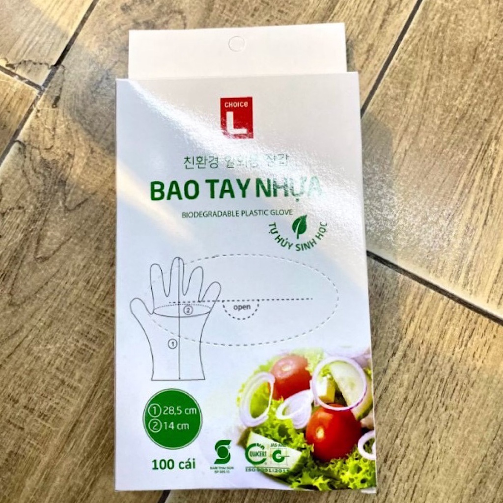 Bao Tay Nhựa Tự Hủy Sinh Học Choice L Hộp 100 cái