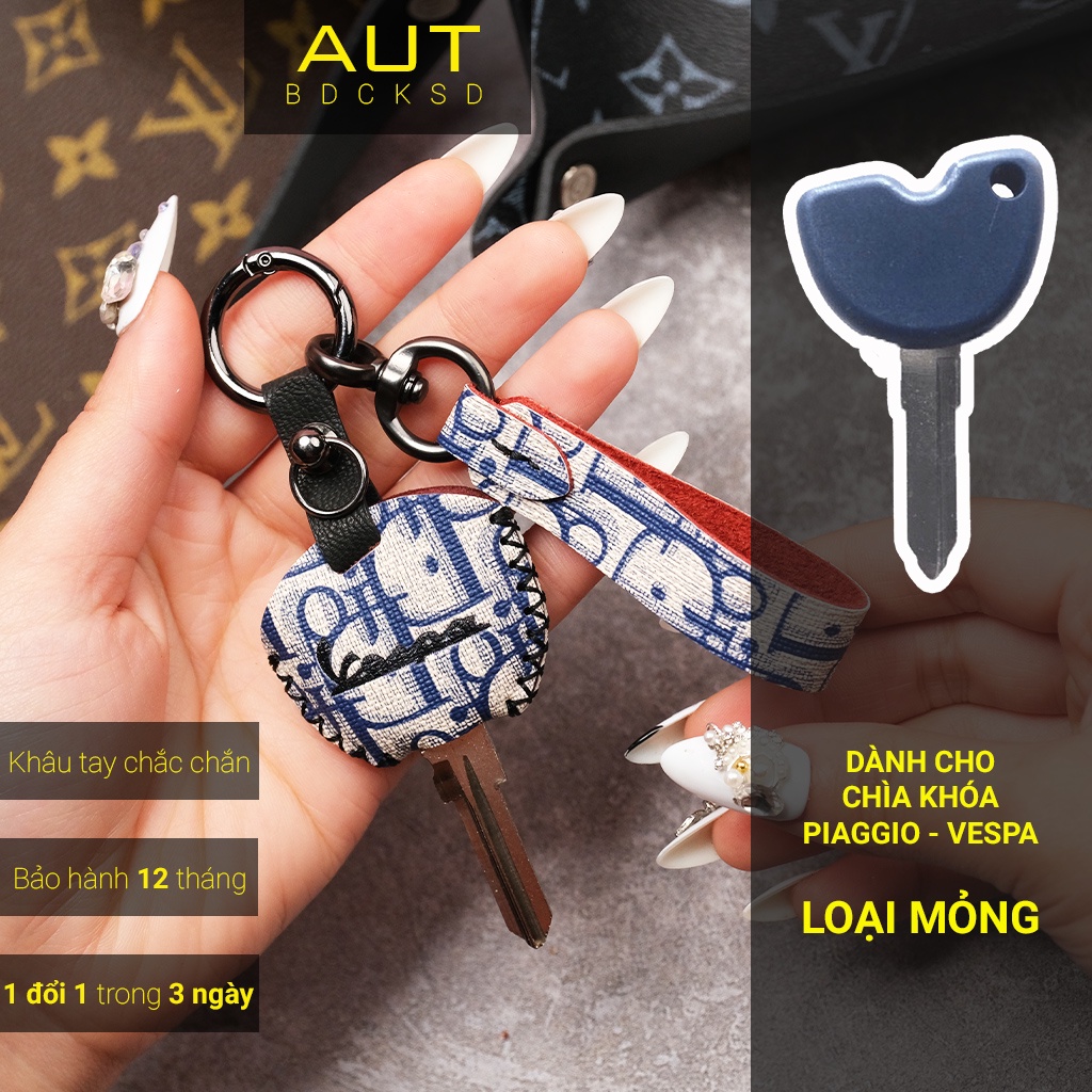 Bao da bảo vệ chìa khóa Piaggio Vespa Primavera Sprint Lx S Lxv Liberty Zip Fly Dior khâu tay VEV AD  có tay cầm