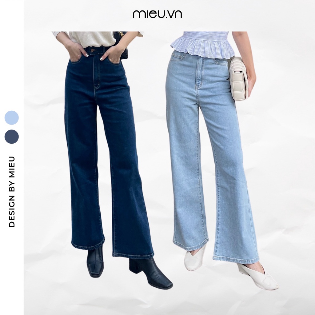 Quần jeans suông ống rộng lưng cao (Đậm/ Nhạt) MIEU - GM24