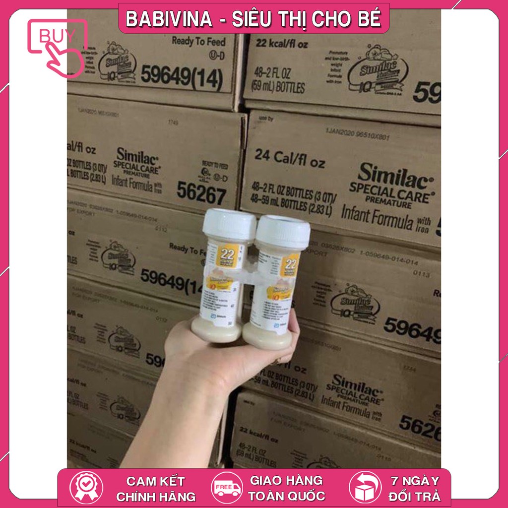 [CHÍNH HÃNG] Thùng 48 Ống Sữa Nước Similac Neosure 22 kcal 59ml | Trẻ Sinh Non Nhẹ Cân | Date TT12/2021 - Giá Tốt Nhất