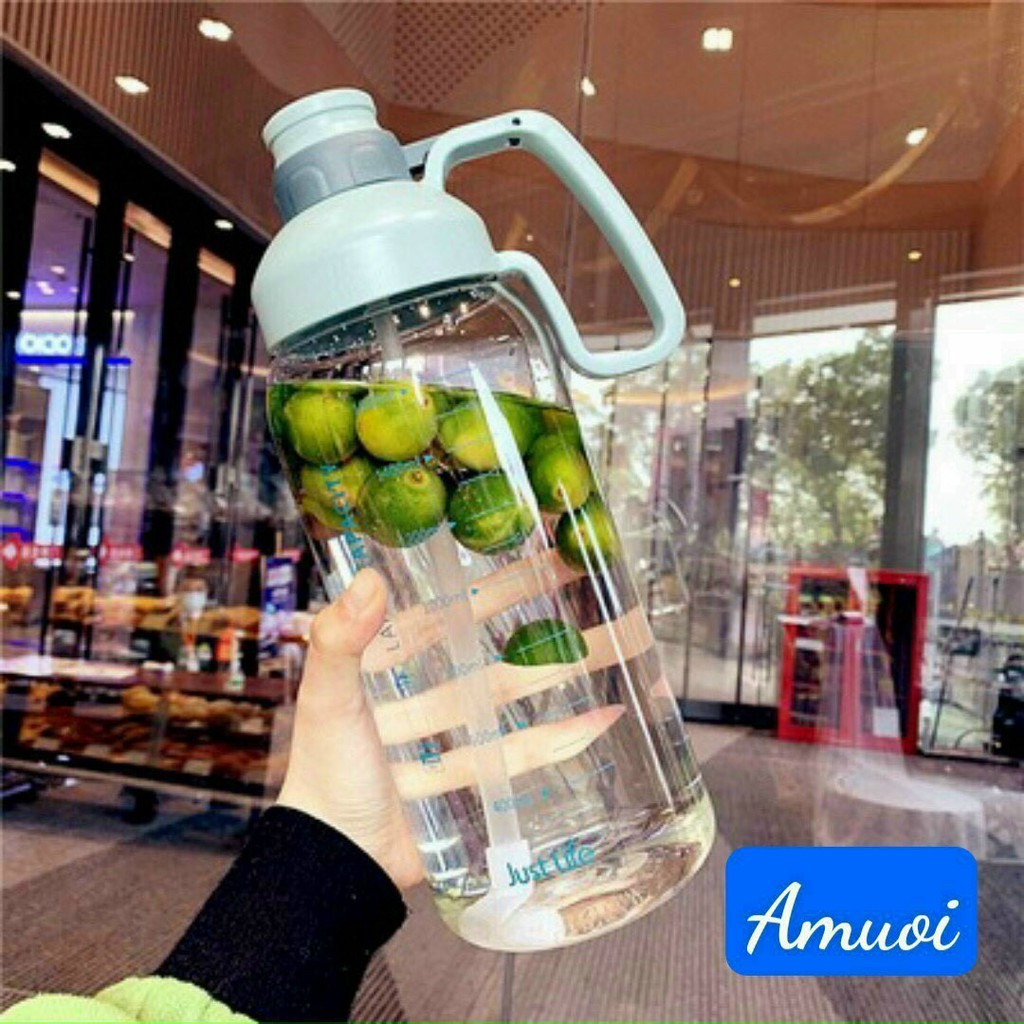 Bình nước 1800ml có ống hút và tay cầm - Lọ nước có ống hút và tay cầm 1800ml