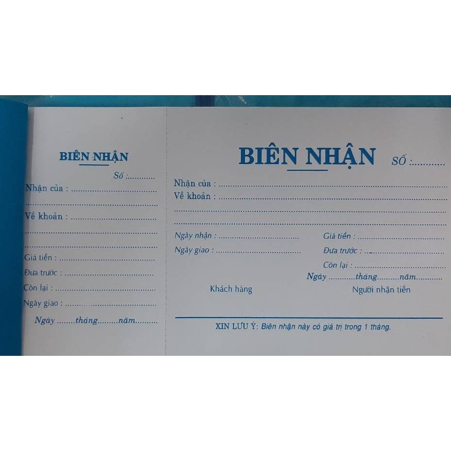 Biên nhận 2 liên, biên nhận 1 liên A5,A6 . Do VPP Hiếu Cường cung cấp