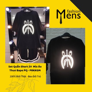 SET QUẦN ÁO PHẢN QUANG - QUẦN SHORT 2V-LINE - ÁO THUN BAPE PHẢN QUANG - CÓ TÁCH SET (PRKKGM)