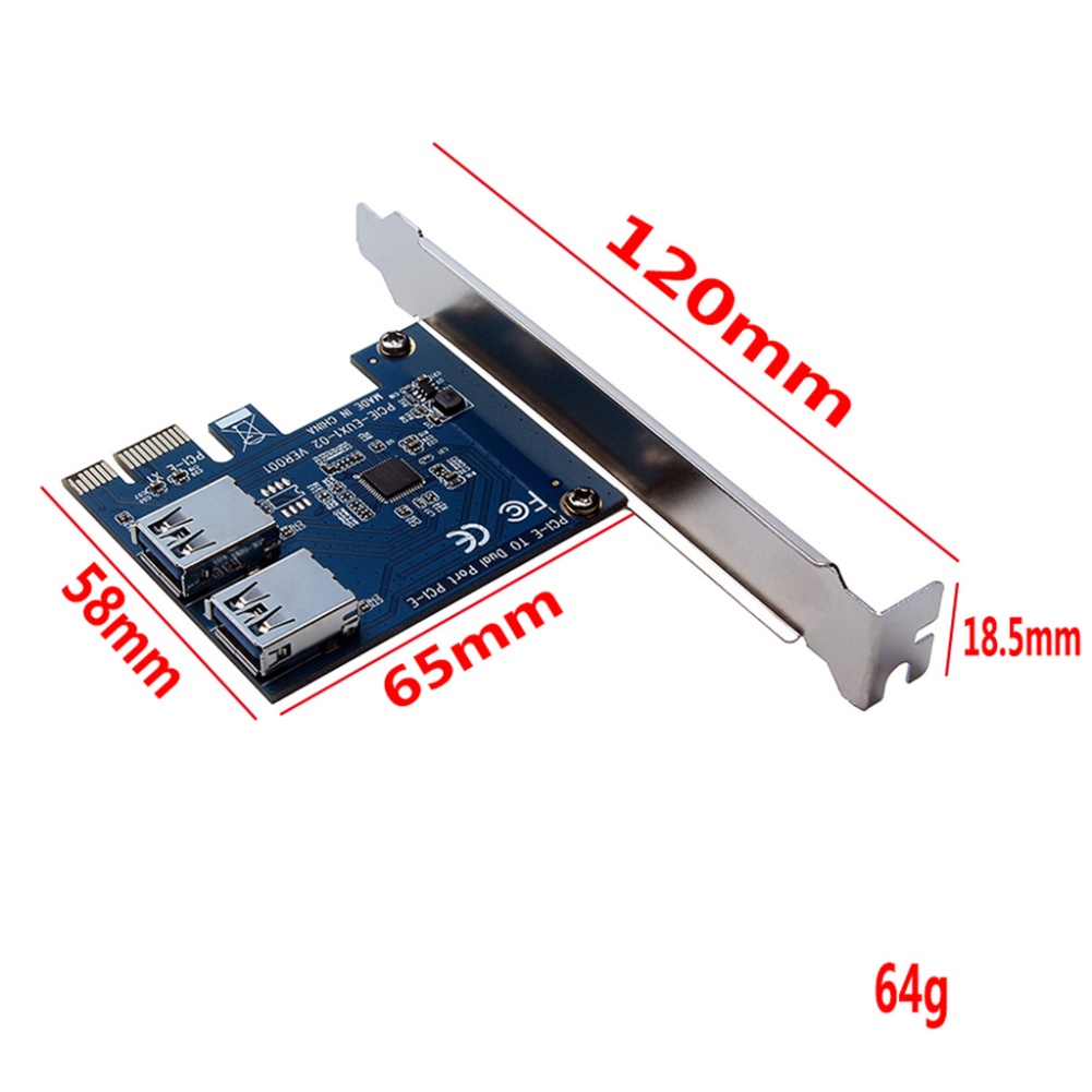 【Ready stock】 2 USB3.0 interface PCI-E 1 to 2 PCI Express 16X Slot External Riser Card Adapter Board PCIe Port Multiplier Card for Bitcoin Mining Machine zoomstore
