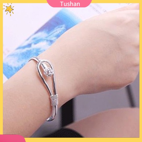 Vòng tay mạ bạc đính hoa hồng ngọc trai giả thanh lịch dành cho nữ