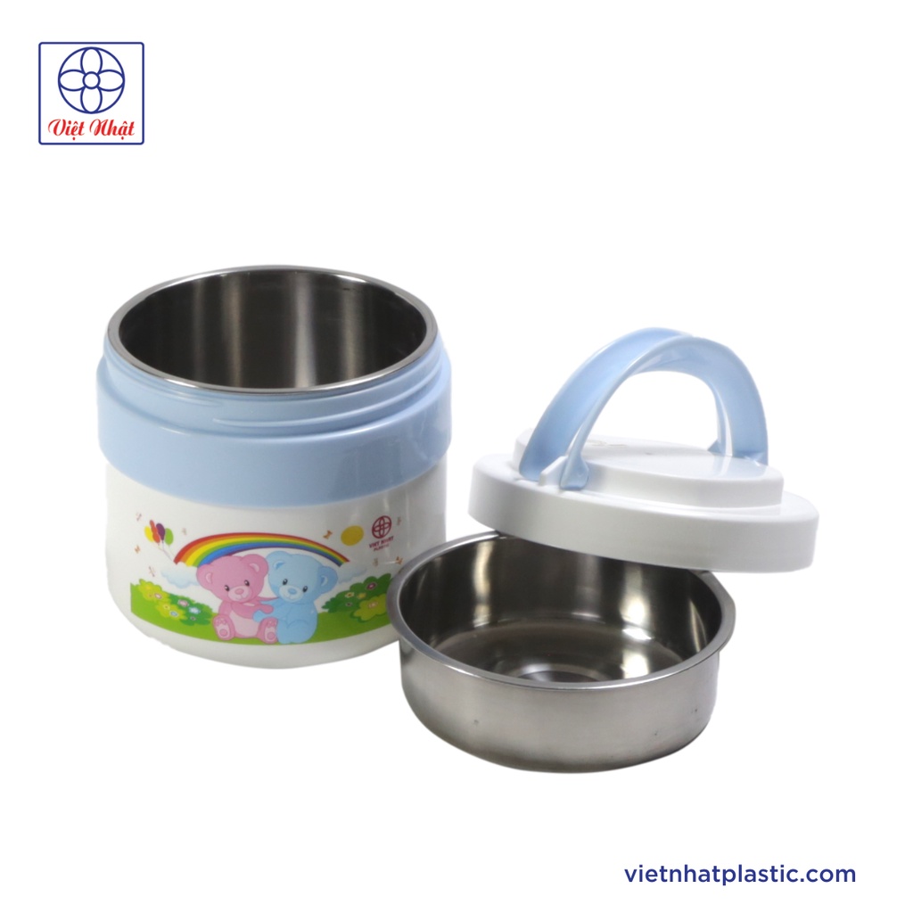 Cặp lồng, Hộp cơm giữ nhiệt 2 ngăn Việt Nhật. Dung tích 1 Lít. Ruột Inox