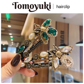 Kẹp Tóc TOMOYUKI Hình Chú Ong Đính Kim Cương Giả Màu Xanh Lá Phong Cách Retro Kiểu Hàn Quốc Sang Trọng