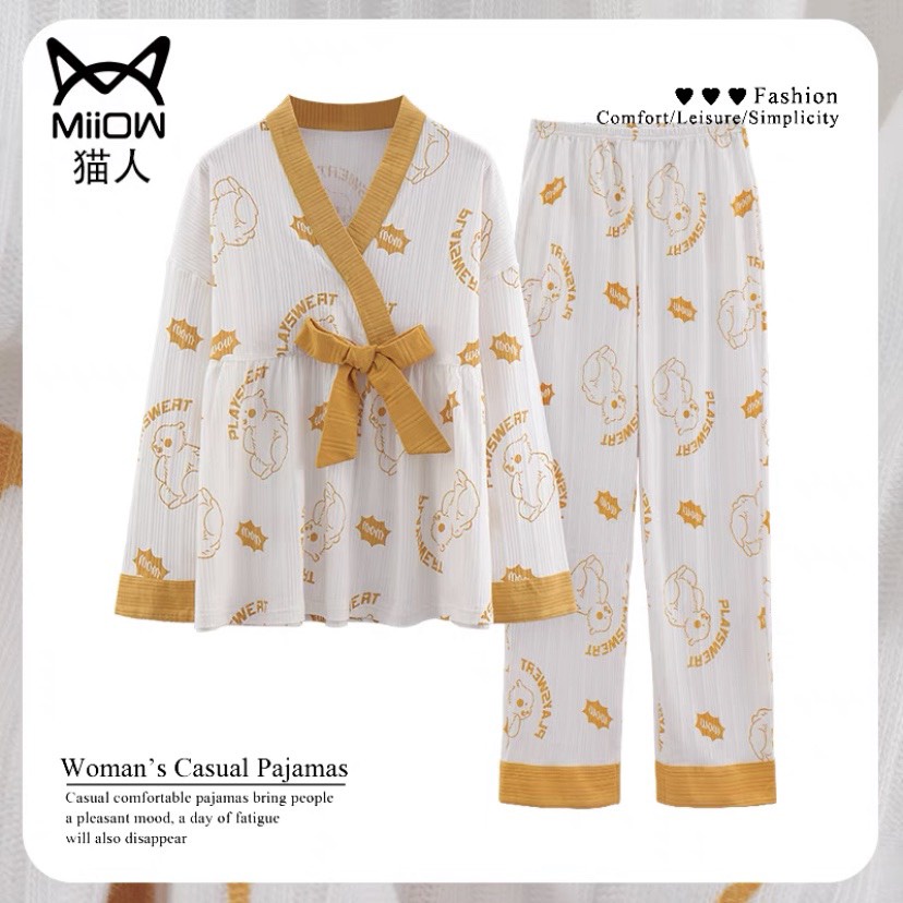 ( New ) Bộ Ngủ Dài Tay Pyjama Cổ Chữ V 2 Túi Chất Cotton Hàng Đẹp - Bộ Sau Sinh Chất Đẹp